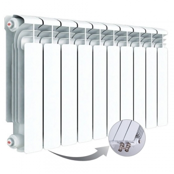 Алюминиевый радиатор Rifar Alum Ventil 350, 10 секций, с нижним правым подключением Алюминиевый радиатор Rifar Alum Ventil 350, 10 секций, с нижним правым подключением