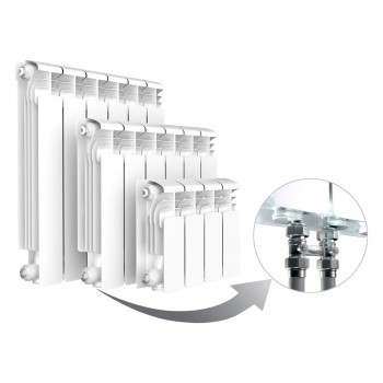 Алюминиевый радиатор Rifar Alum Ventil 500, 8 секций, с нижним левым подключением